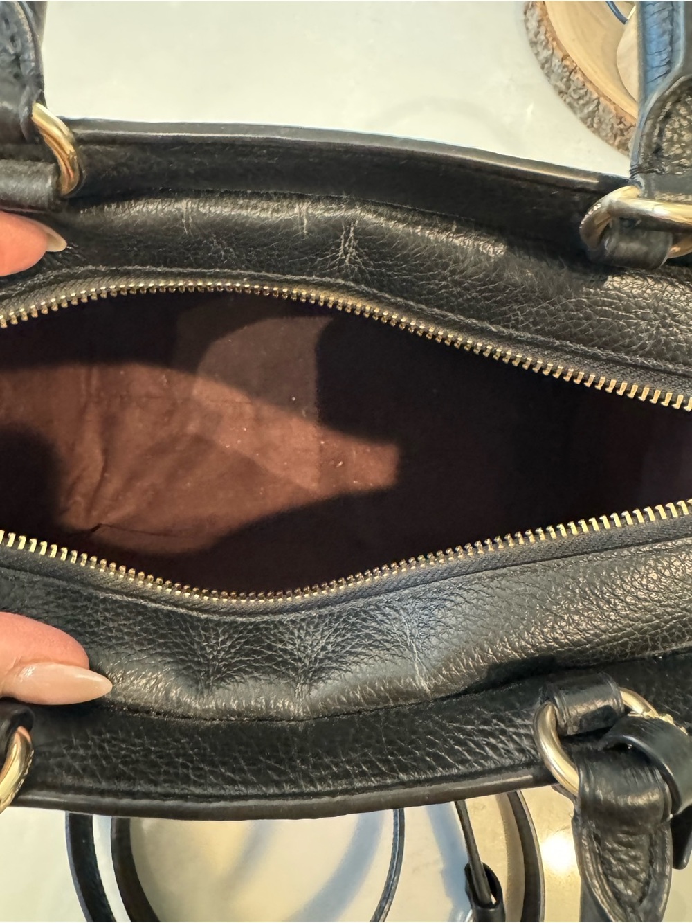 Coach Black Pebbled Leather Satchel with Gold Hardware - Picture 9 of 9